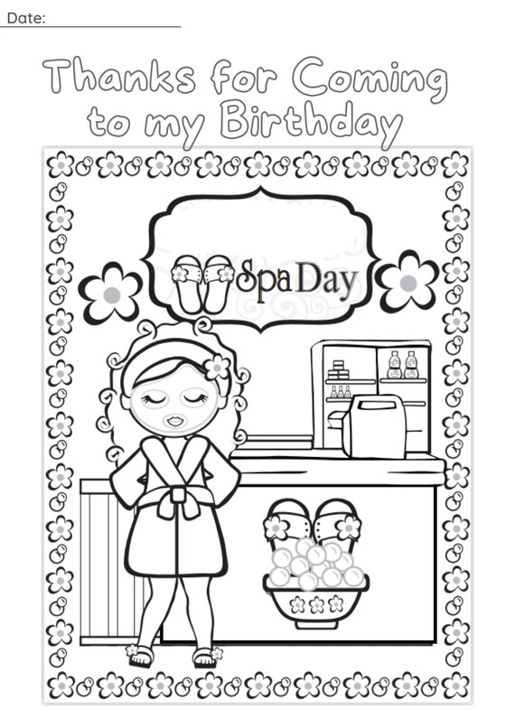 Digital blissful beauty spa day coloring page for young girls