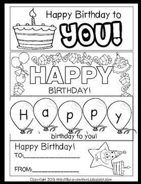 Printable birthday bookmarks to color classroom freebies teacher birthday card student birthdays