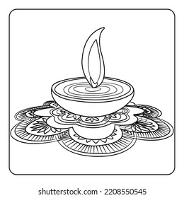 Happy diwali light festival coloring page stock vector royalty free