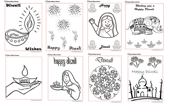Diwali colouring pages for children