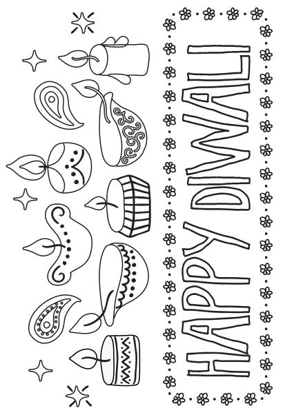 Happy diwali coloring card