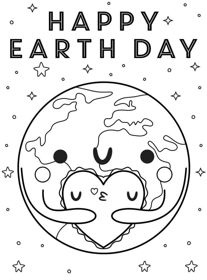 Happy earth day coloring page