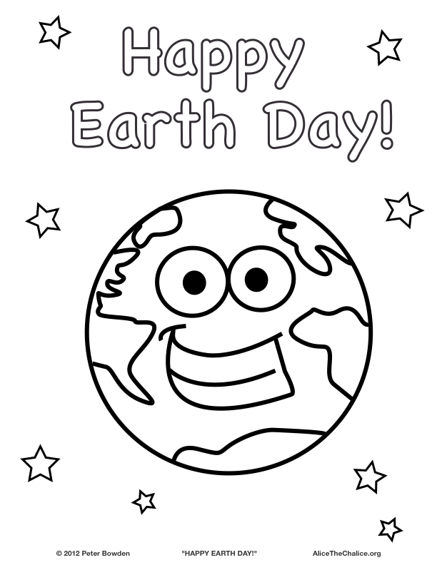 Happy earth dayâ coloring page â alice the chalice
