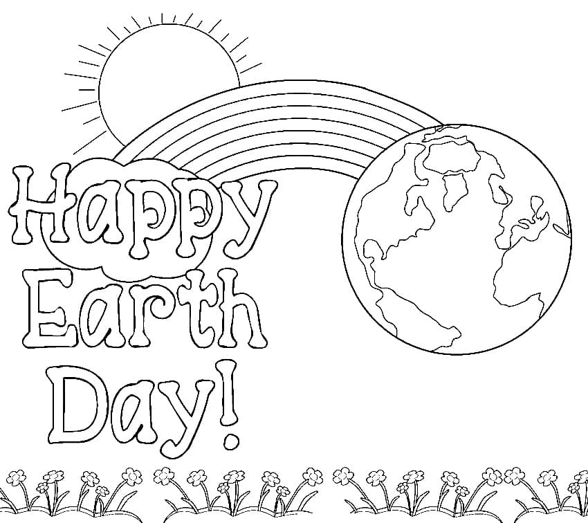 Free happy earth day coloring page