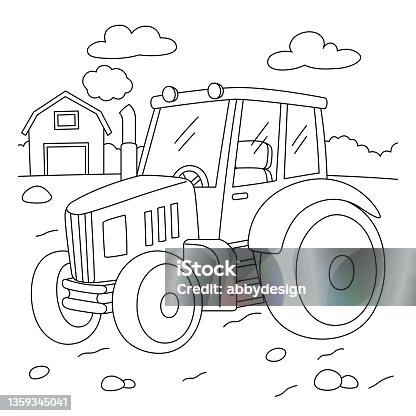 Tractor coloring pages stock illustrations royalty