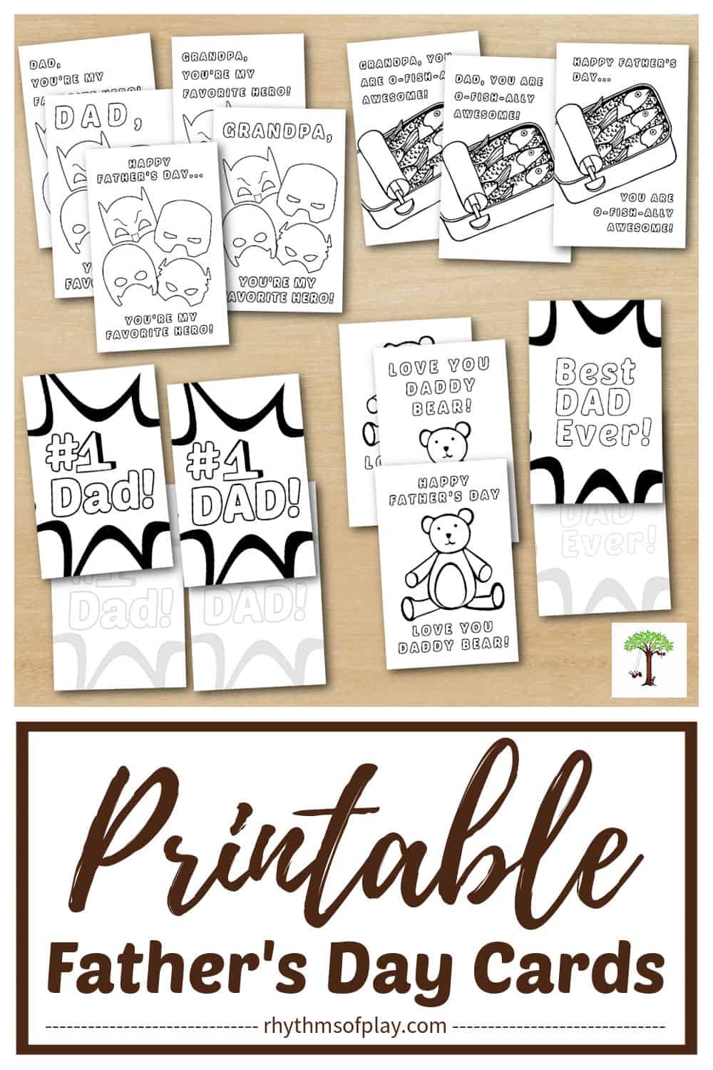 Printable fathers day cards to color for dad and grandpa