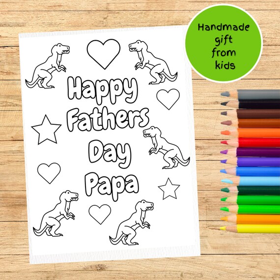 Papa fathers day coloring page handmade fathers day gift for