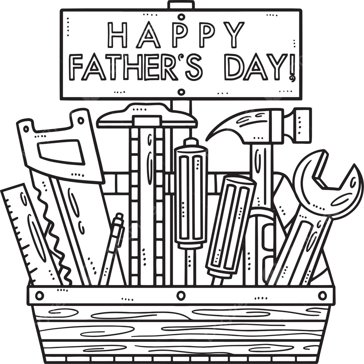 Happy fathers day toolbox isolated coloring page fatherhood colouring page papa vector fatherhood colouring page papa png and vector with transparent background for free download