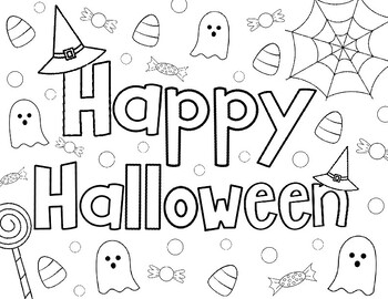 Happy halloween coloring page