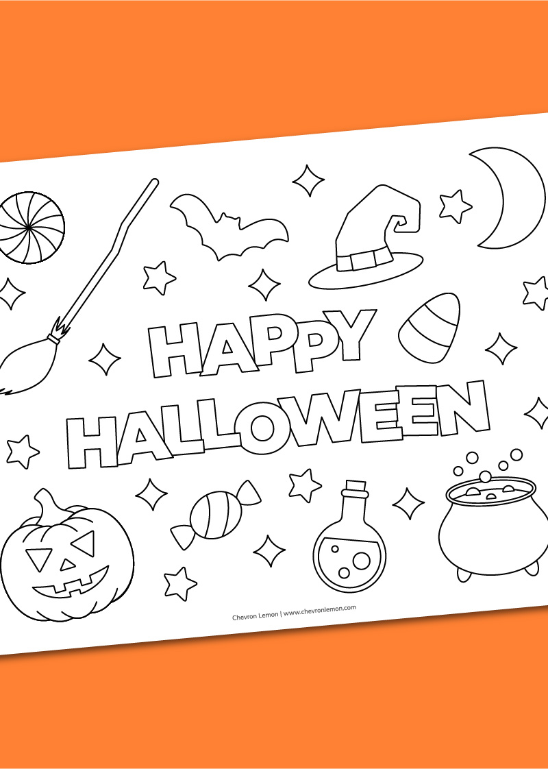 Printable happy halloween coloring page