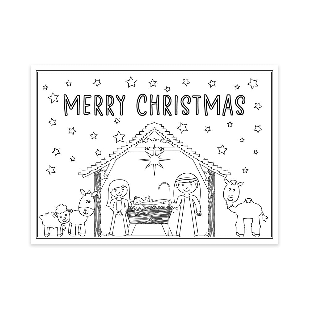 Color me joyful religious christmas coloring cards â the invite lady
