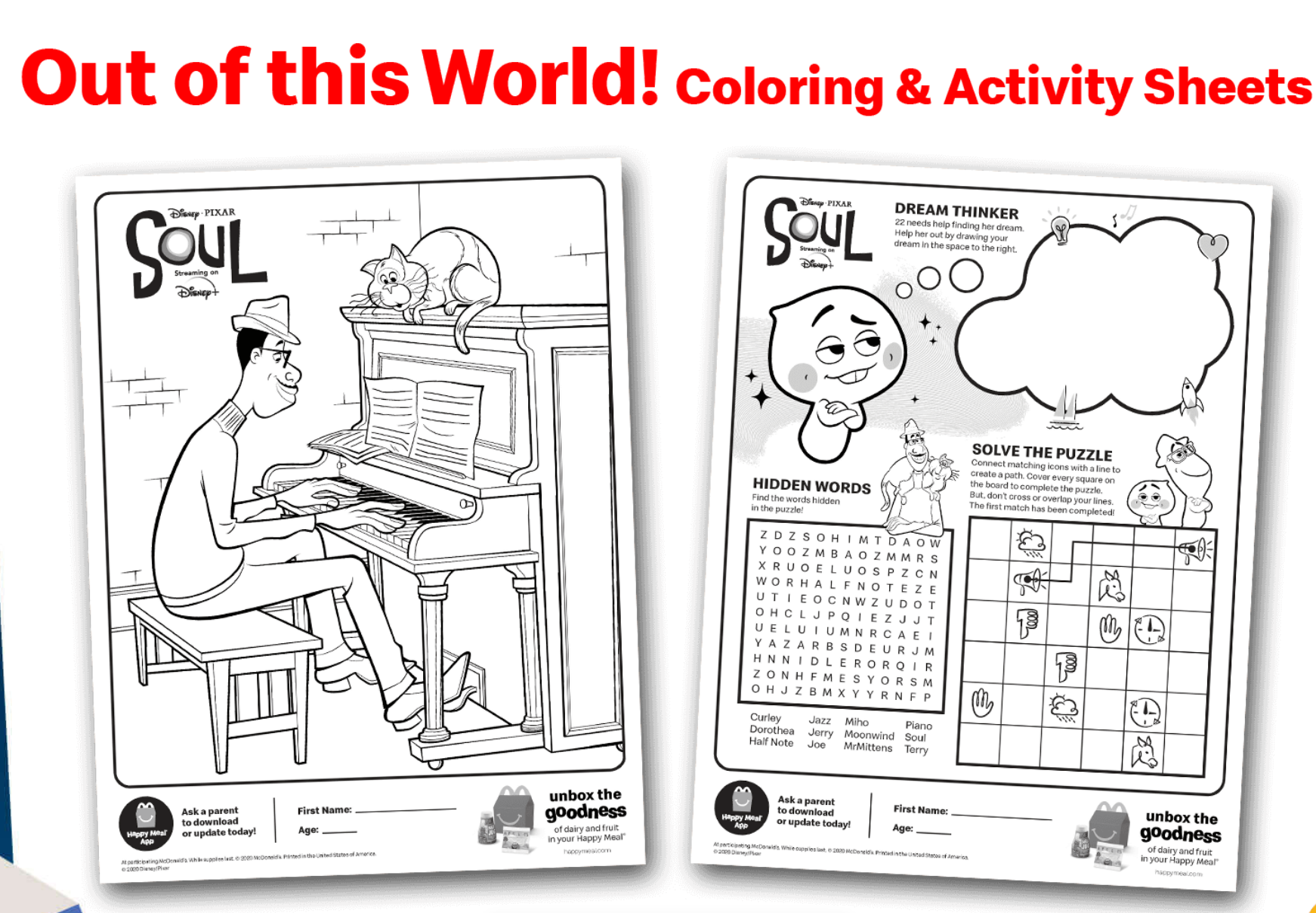 Mcdonalds happy meal soul toys coloring page