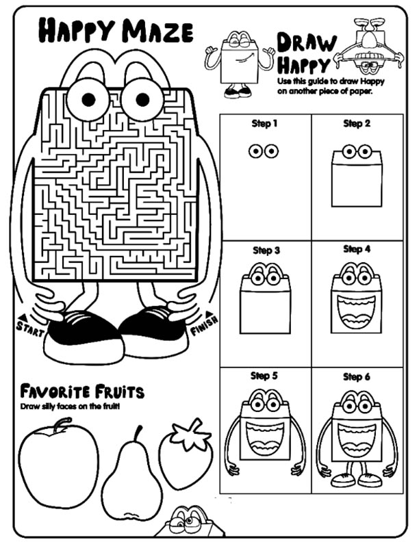 Mcdonalds happy meal coloring and activities sheet â kids time