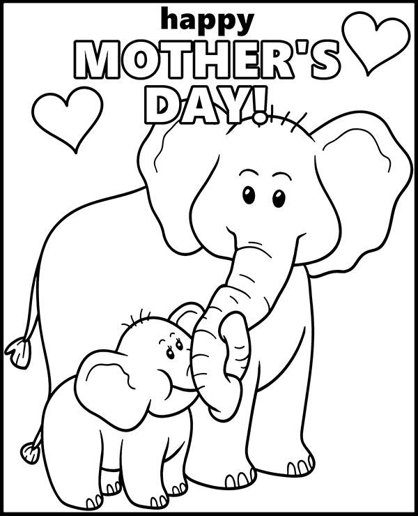 Mothers day coloring page with mommy