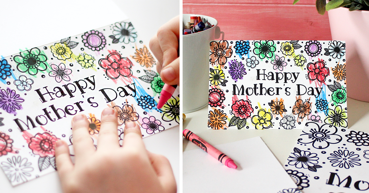 Free printable mothers day card coloring page cut files too