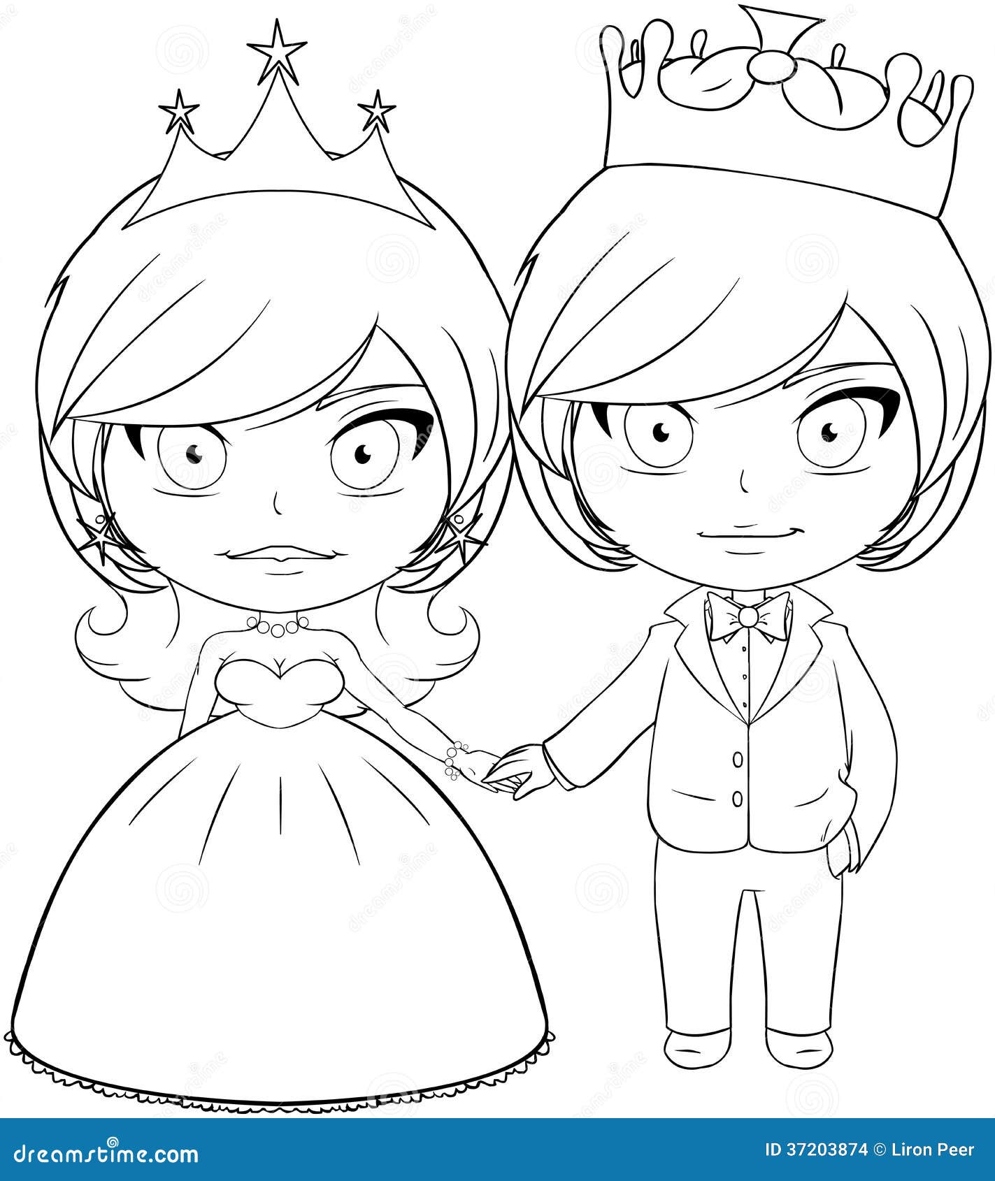 Prince and princess coloring page stock vector