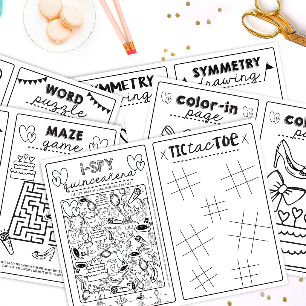 Kids quinceaãera activity sheets kids sweet games â sunshine parties