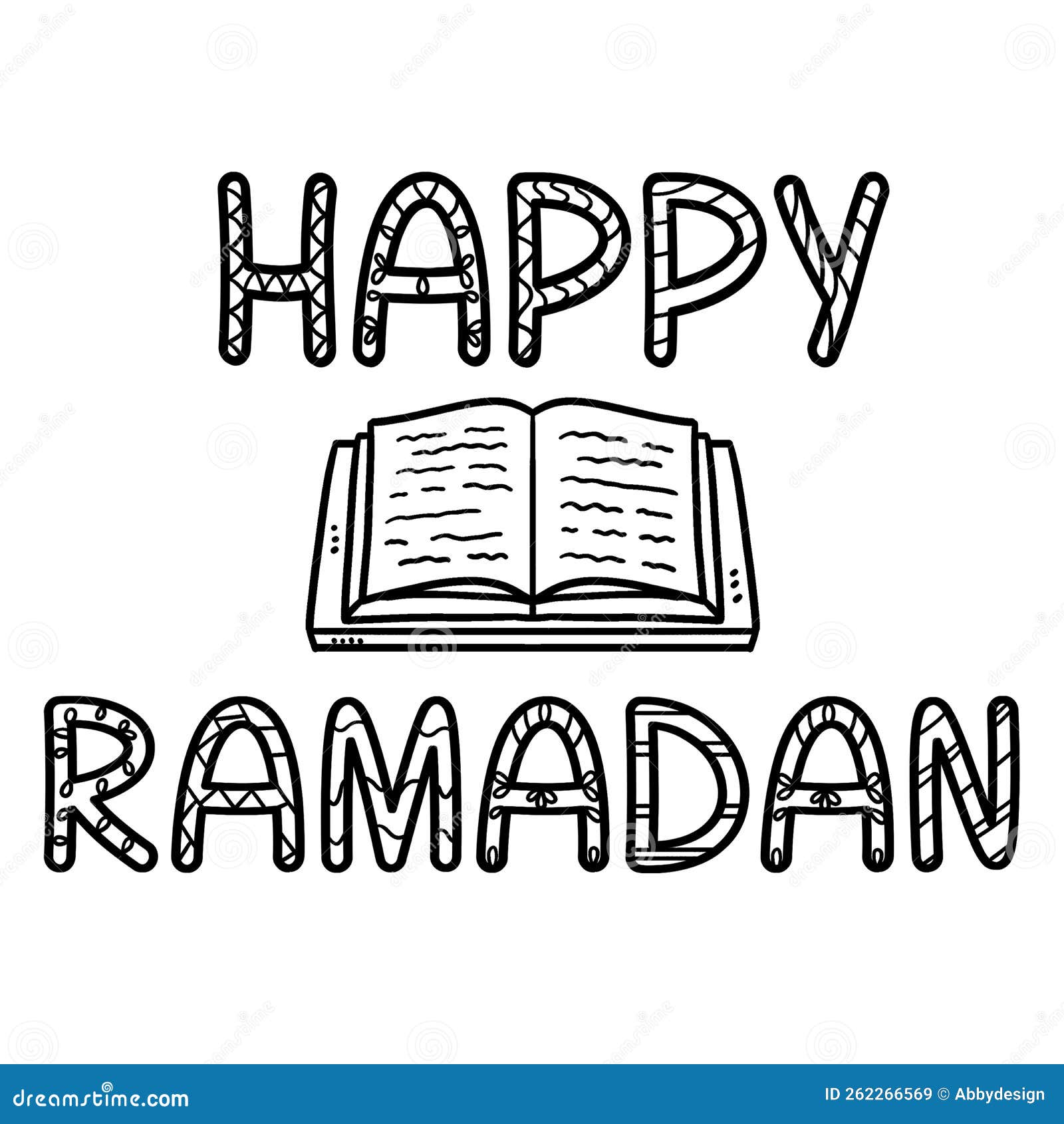 Happy ramadan isolated coloring page for kids stock vector