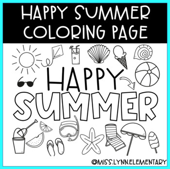 Happy summer coloring page