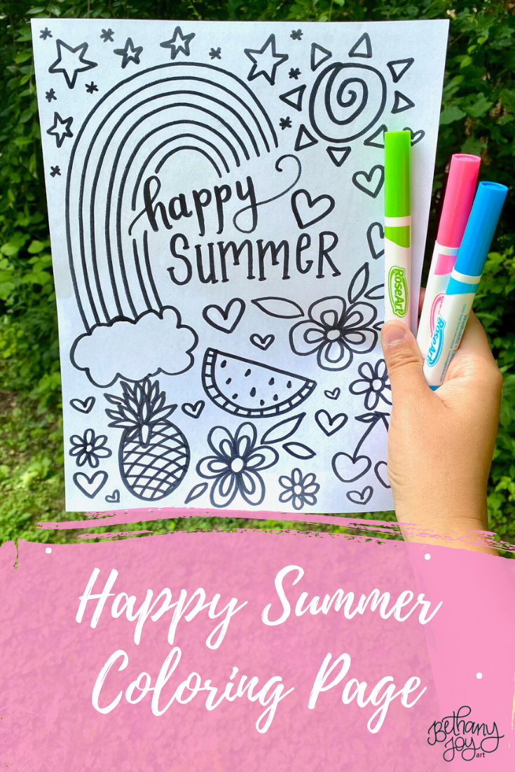 Happy summer coloring page printable â bethany joy art