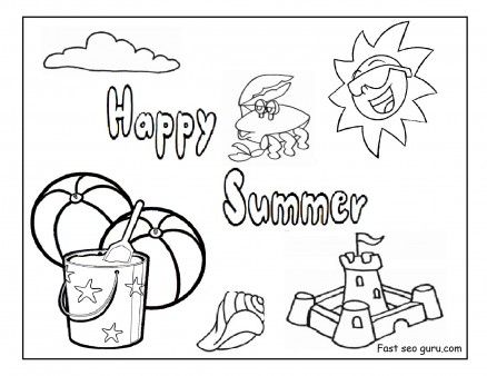 Happy summer coloring in page for kids happy summer summer coloring pages beach coloring pages