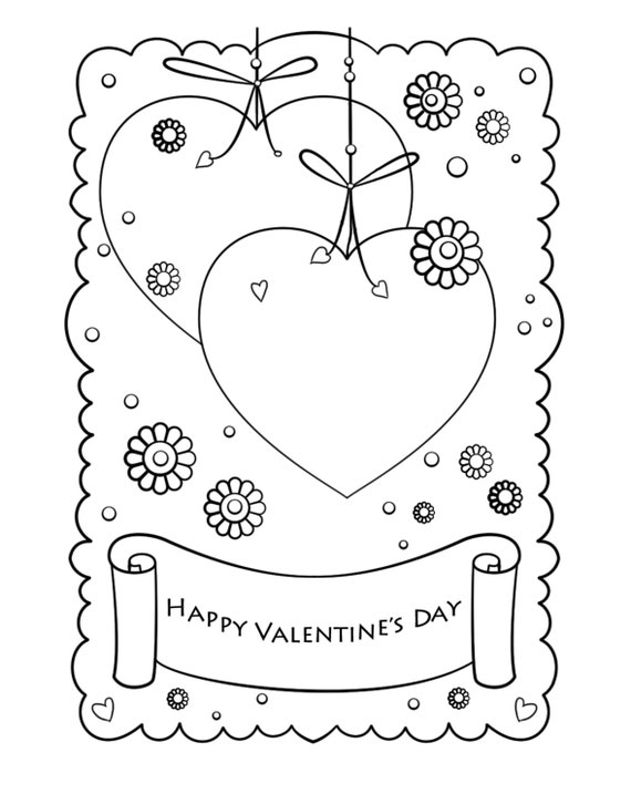 Happy valentines day coloring page floral coloring page valentine coloring sheet kids adult coloring valentines printable love day