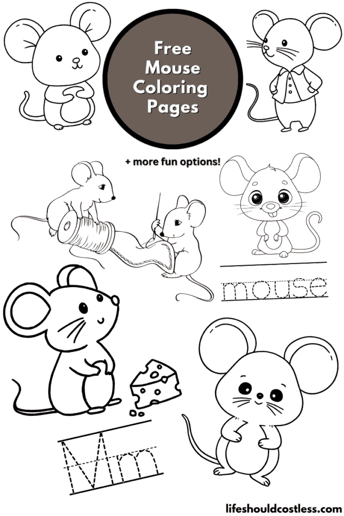 Mouse coloring pages free printable pdf templates