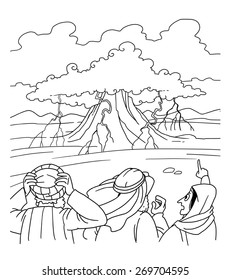 People israel stands near mount sinai stock illustration