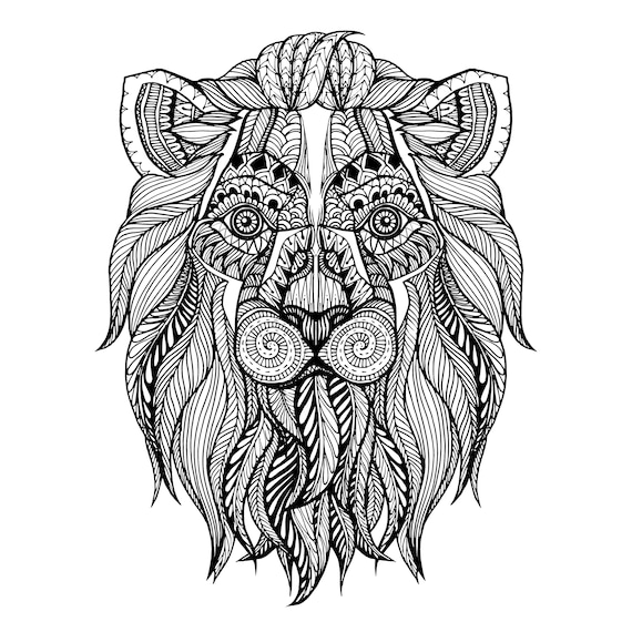 Small details hard difficult digital printable animal coloring book pages bonus instant download