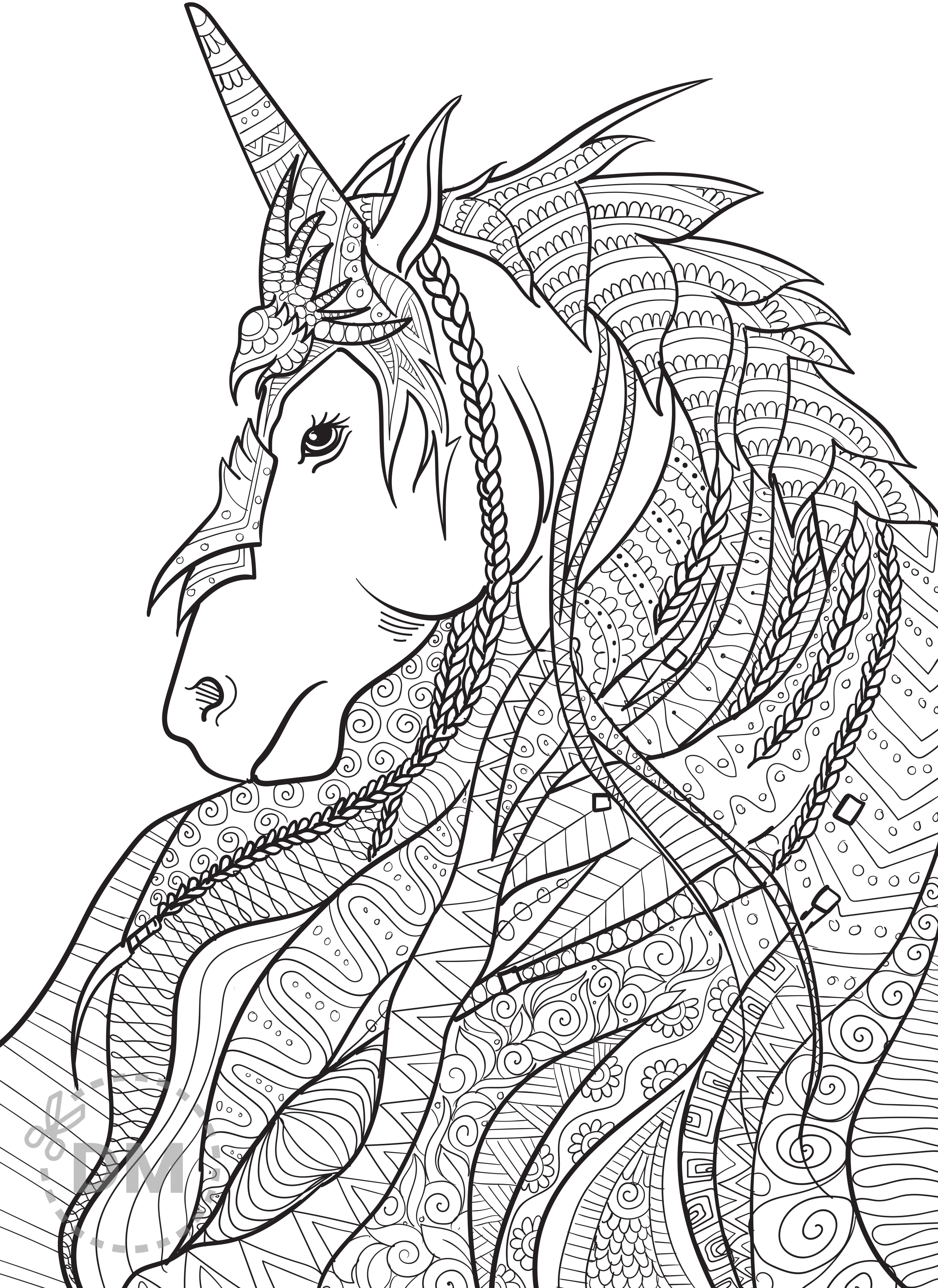 Beautiful unicorn coloring page for kids