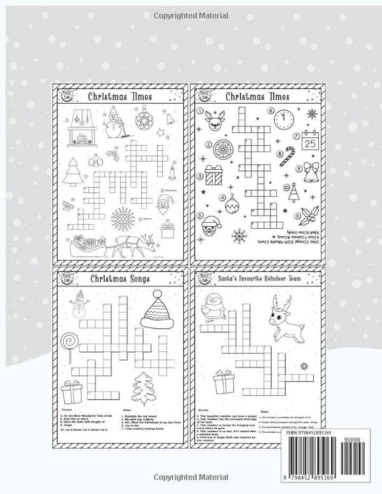Fun christmas crossword puzzle book for kids christmas themed word puzzle activity book for clever childrens kiddo press jane books