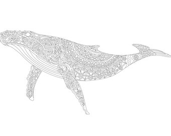 Whale adult detailed hard coloring page