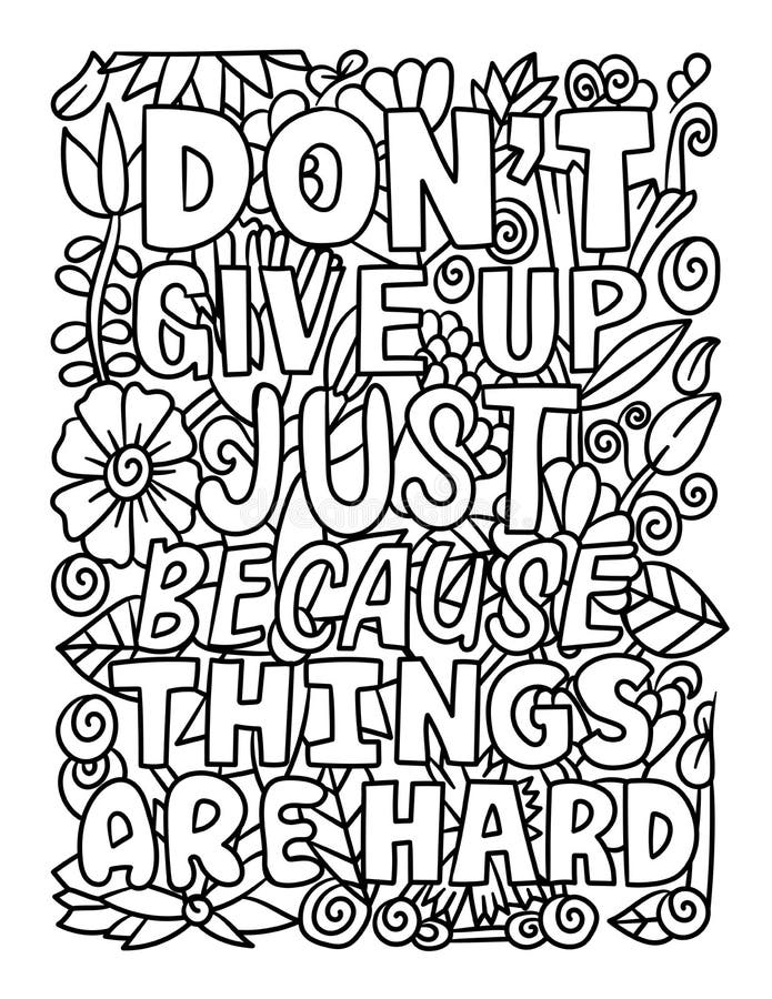 Dont give up motivational quote coloring page stock vector