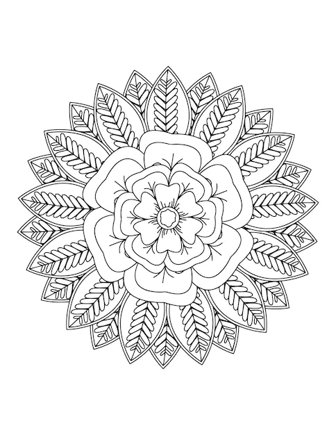 Premium vector flower coloring book floral coloring book for adults mandala coloring pages henna tattoo