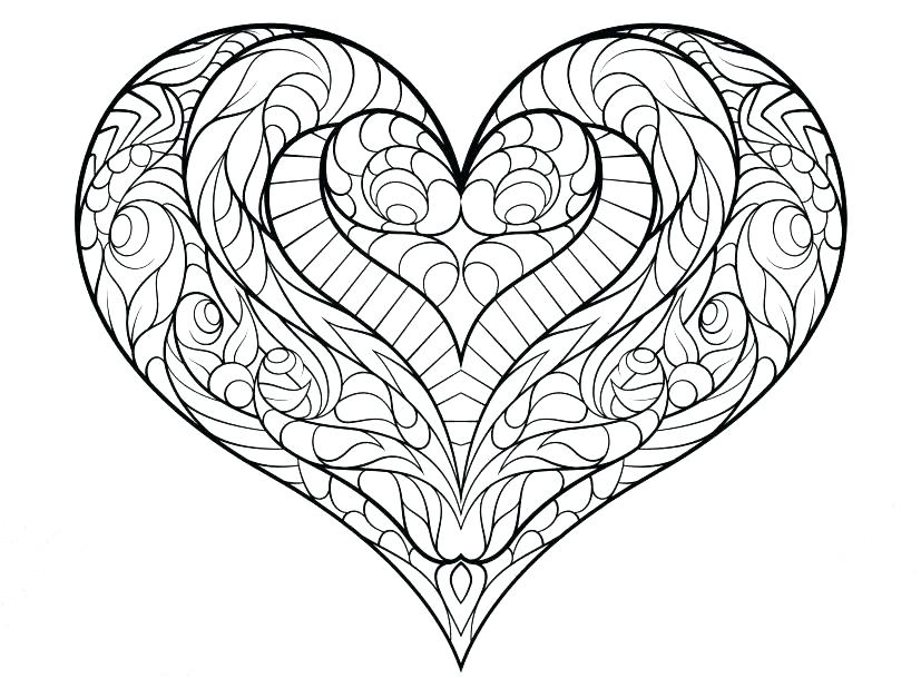 Hearts coloring pages for adults