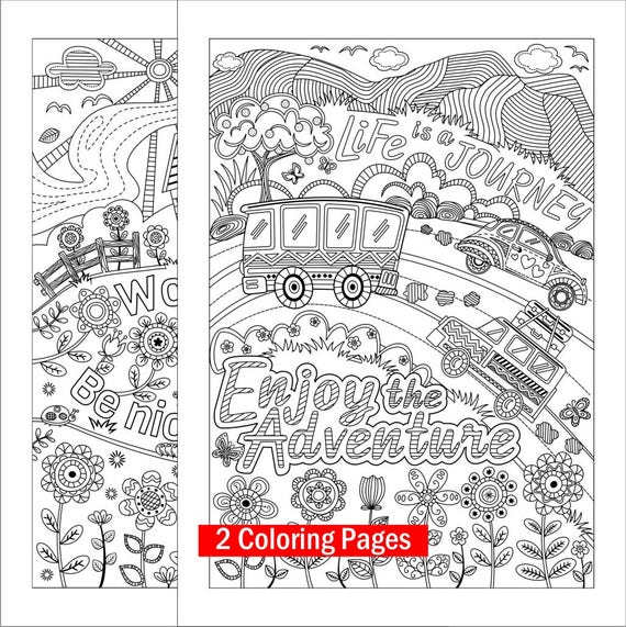 Buy two inspirational coloring pages work hard be nice to people life is a journey enjoy the adventure digital download online in india