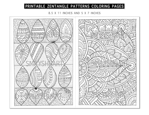 Zentangle patterns art abstract design printable adult coloring page mandala doodle art digital download calm relaxing art therapy