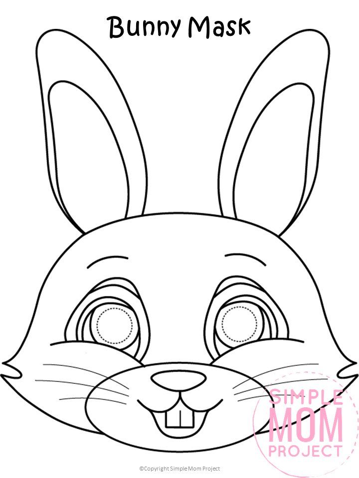 Free printable bunny mask template bunny mask bunny coloring pages bunny mask craft
