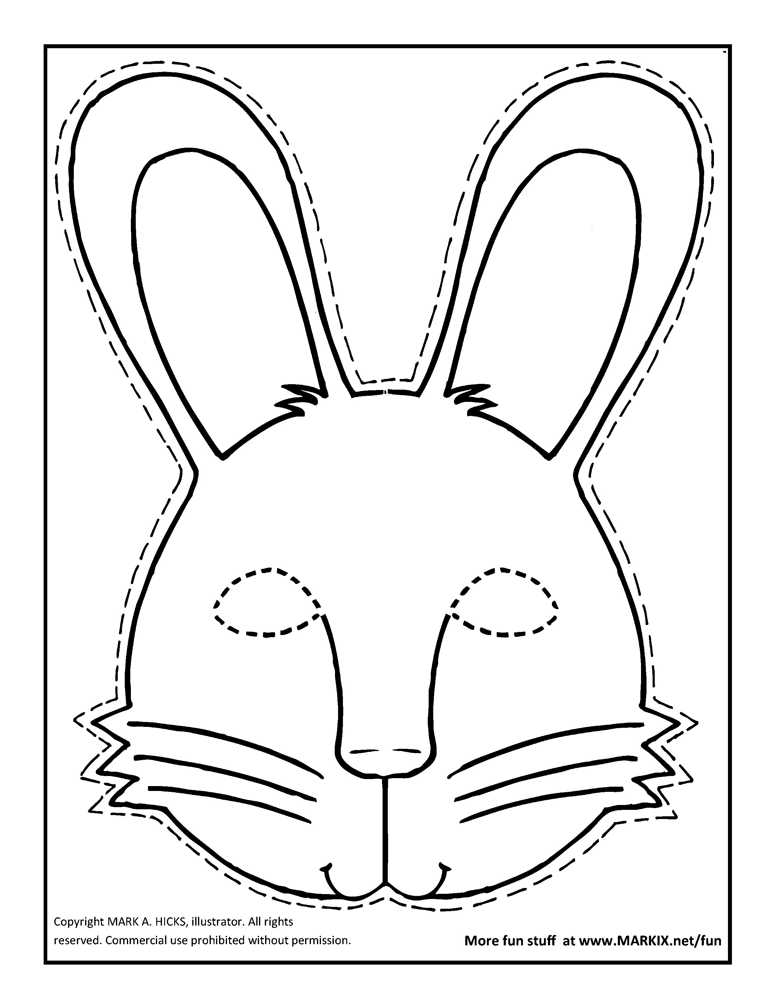 Bunny mask coloring page
