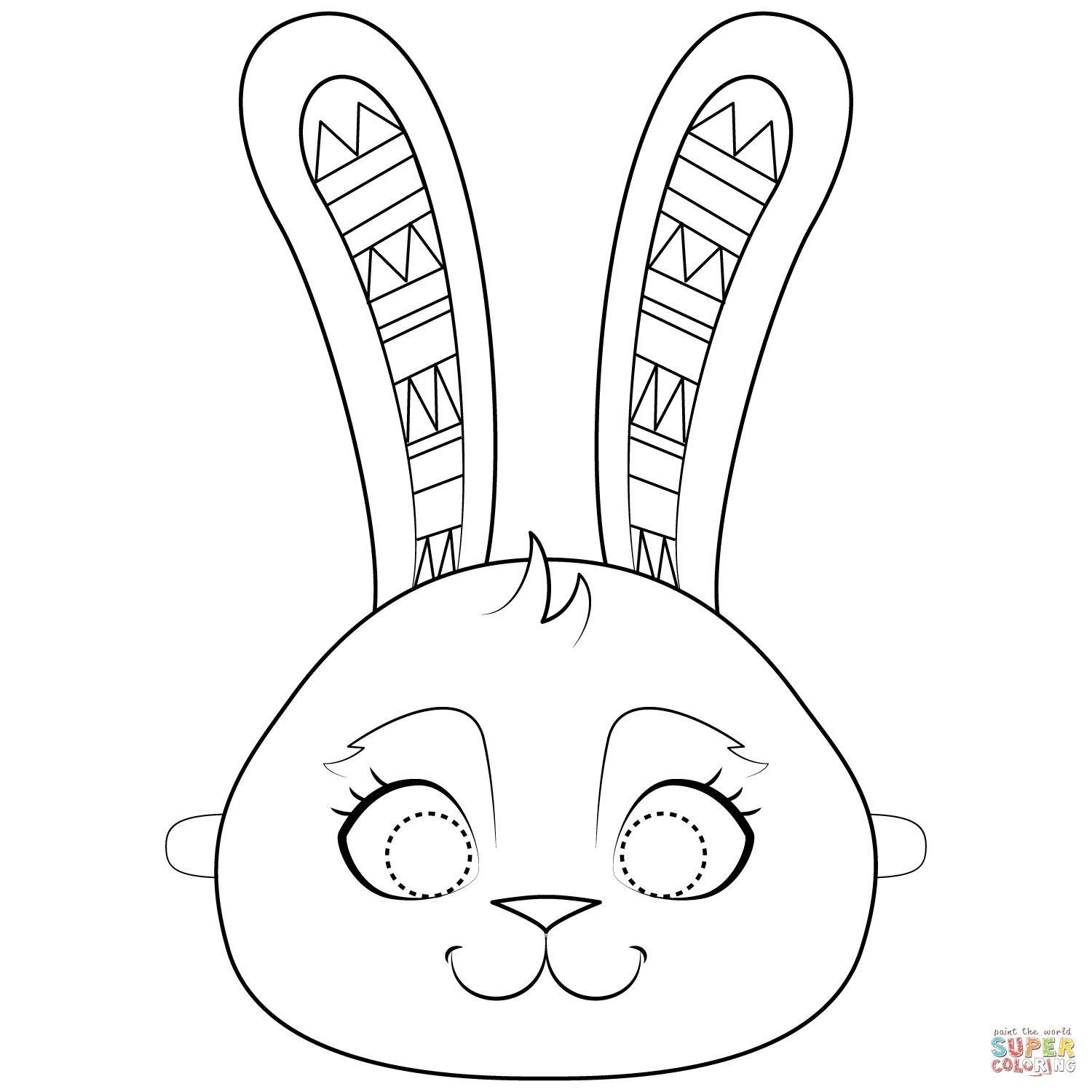 Easter bunny mask coloring page free printable coloring pages