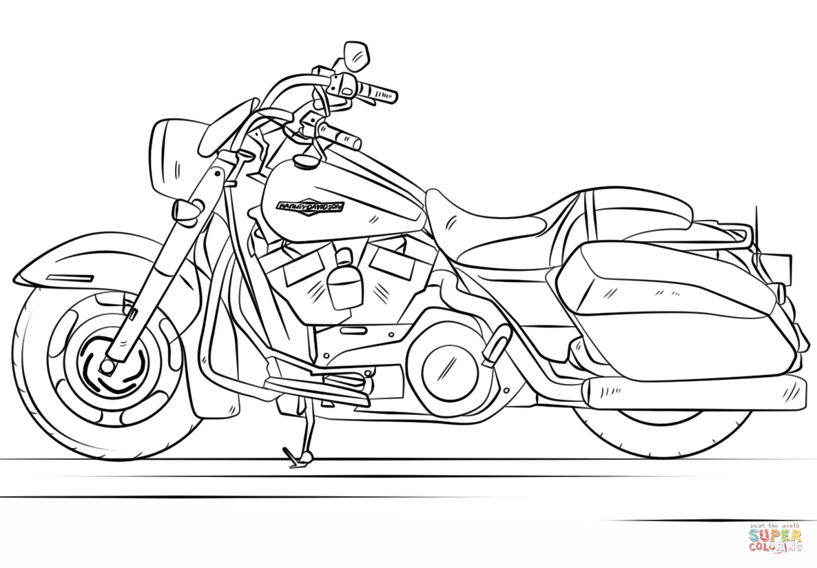 Harley davidson road king coloring page free printable coloring pages