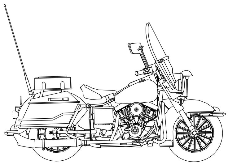 Harley davidson police motorcycle side coloring page