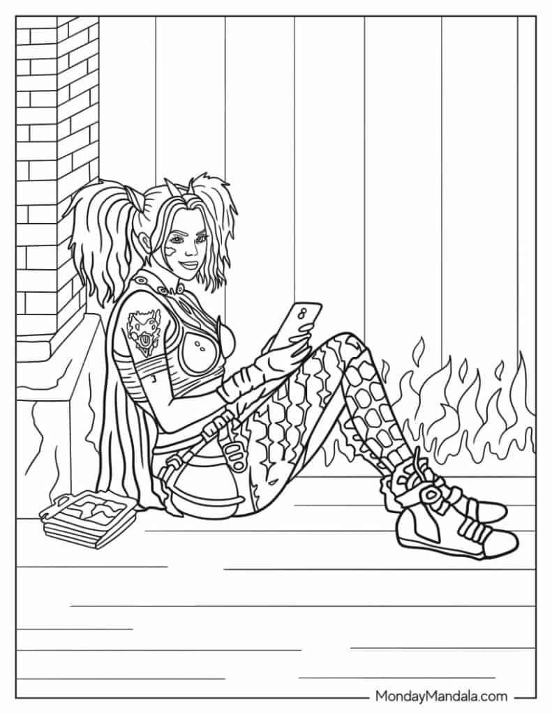 Harley quinn coloring pages free pdf printables