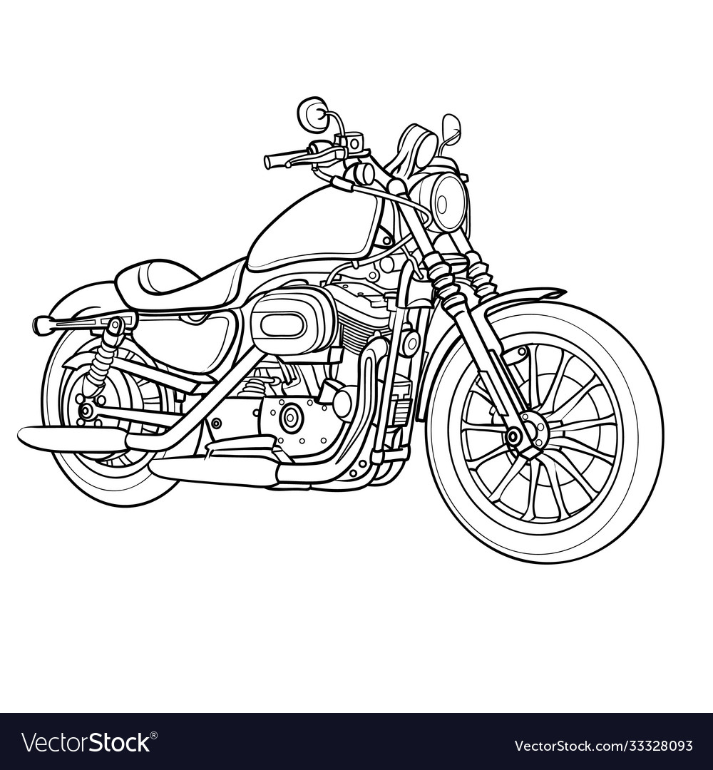 Motorcycle sketch coloring book isolated object vector image