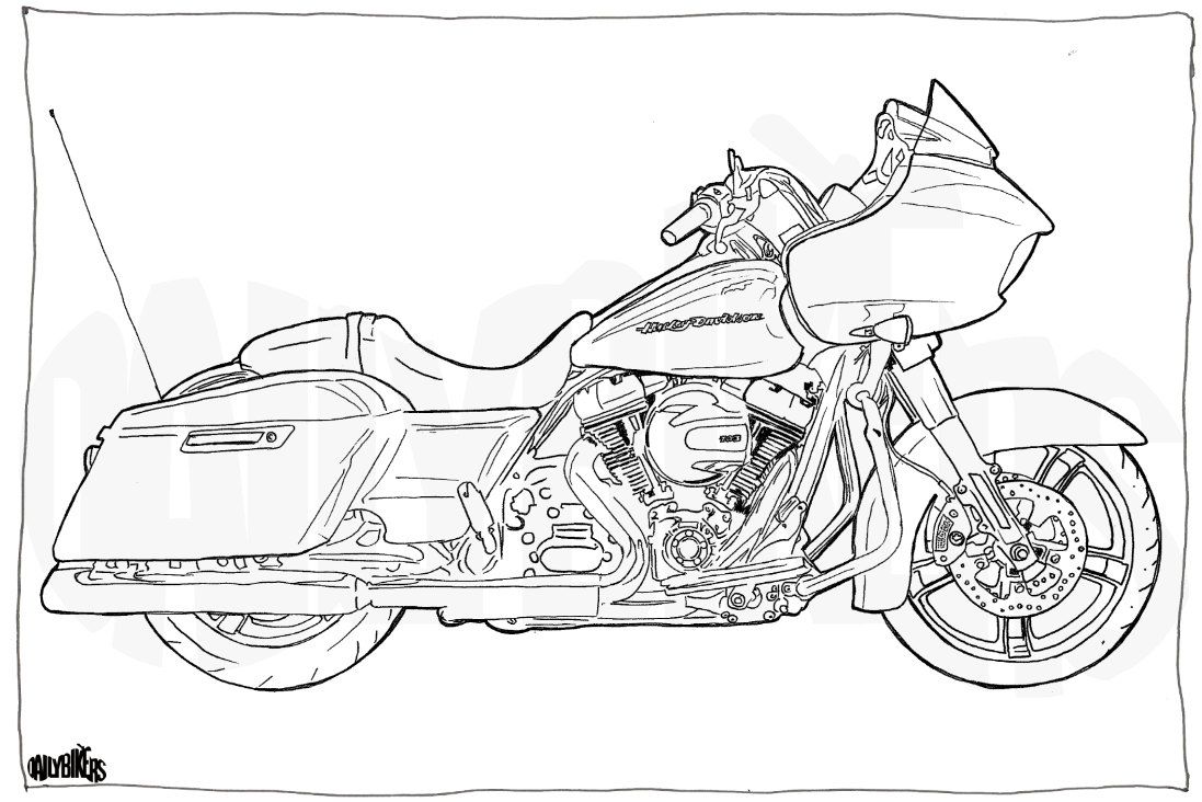 Harley davidson road glide colouring page