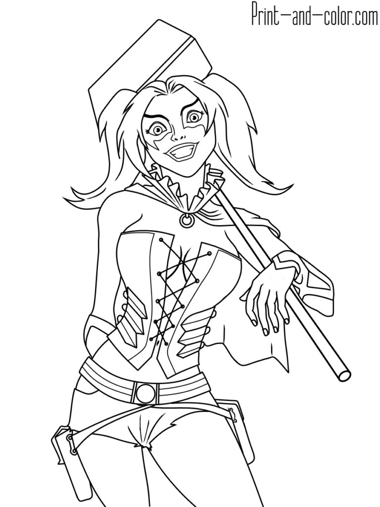 Harley quinn coloring pages print and color harley quinn drawing coloring pages to print harley quinn artwork