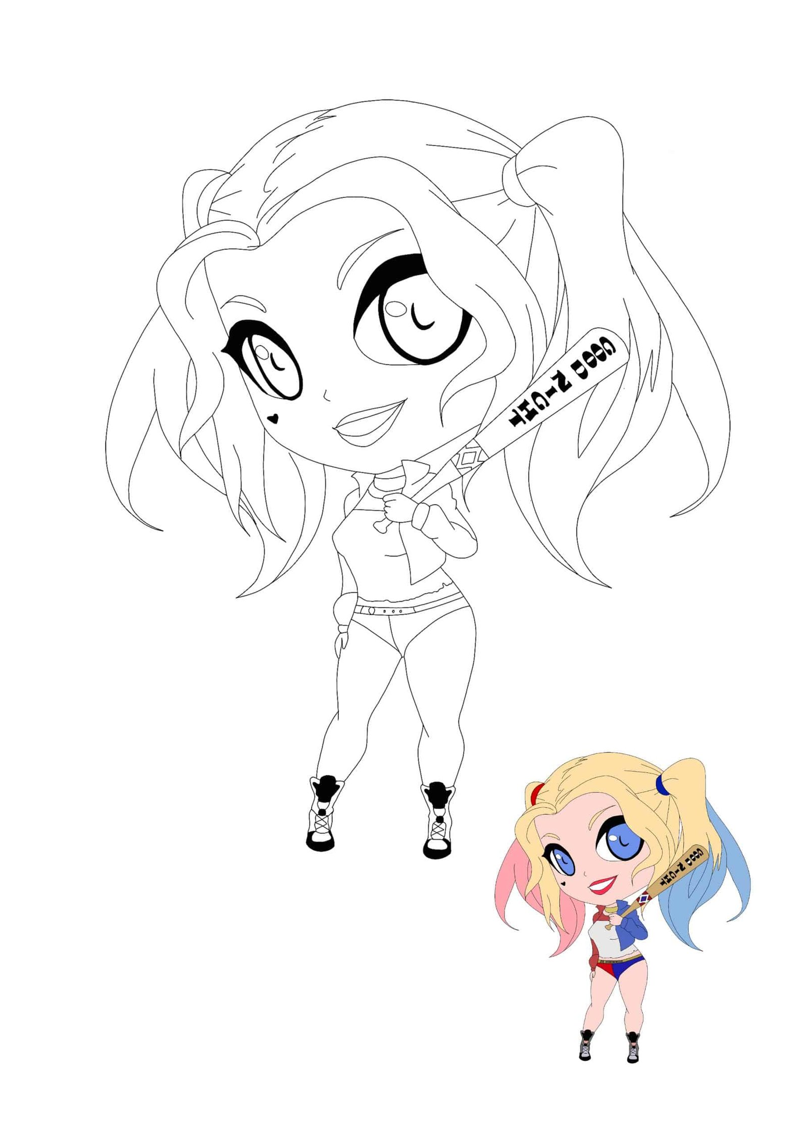 Kawaii harley quinn coloring pages