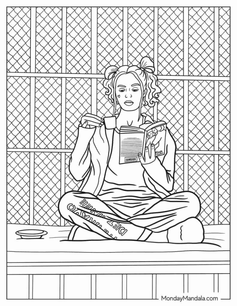 Harley quinn coloring pages free pdf printables
