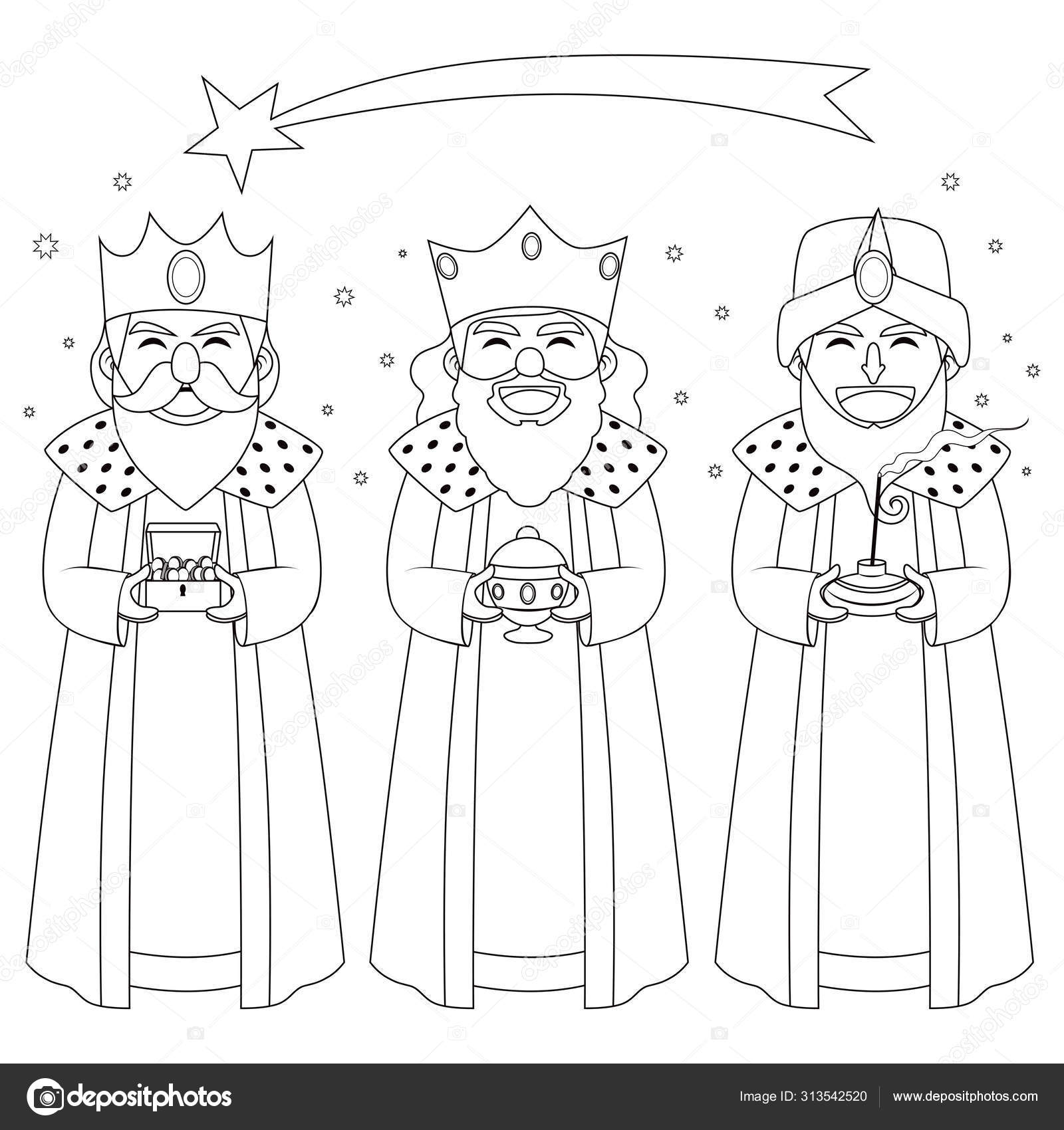 Three kings szãnezå vonal art stock vektor kakigori