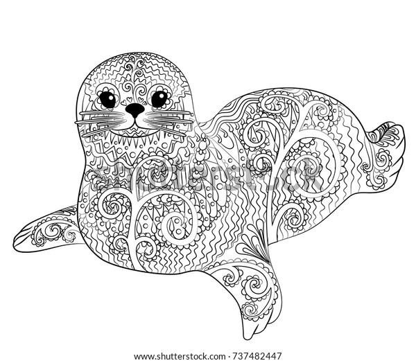 Hand drawn isolated illustration baby seal stock vector royalty free
